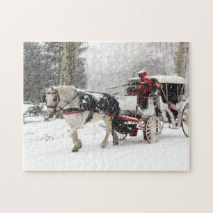 Photo of Horse and Buggy in Central Park Winter Jigsaw Puzzle