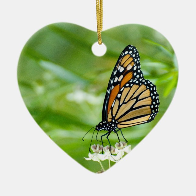 photo of monarch butterfly heart shaped ornament (Front)