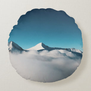 PHOTO OF MOUNTAIN COVERED WITH FOG ROUND CUSHION