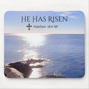 Photo of Ocean Christ has Risen Bible Verse Easter Mouse Mat