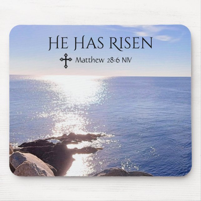 Photo of Ocean Christ has Risen Bible Verse Easter Mouse Mat (Front)