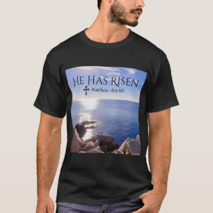 Photo of Ocean Christ has Risen Bible Verse Easter T-Shirt