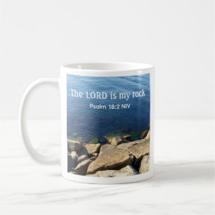 Photo of Ocean God is My Rock Bible Verse Blue Coffee Mug