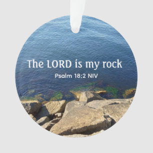 Photo of Ocean God is My Rock Bible Verse Blue Ornament