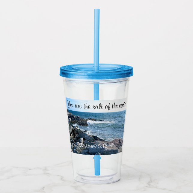 Photo of Ocean Salt of the Earth Bible Verse Acrylic Tumbler (Front)