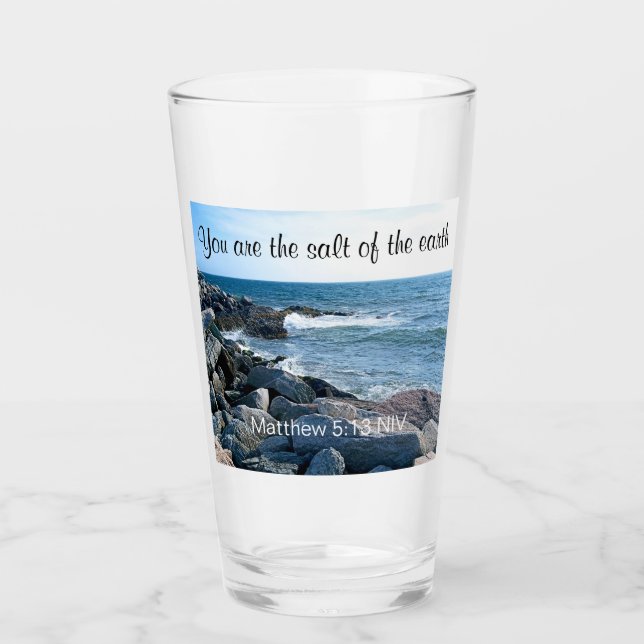 Photo of Ocean Salt of the Earth Bible Verse Glass (Front)