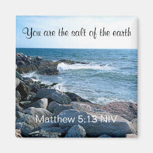 Photo of Ocean Salt of the Earth Bible Verse Metal Magnet