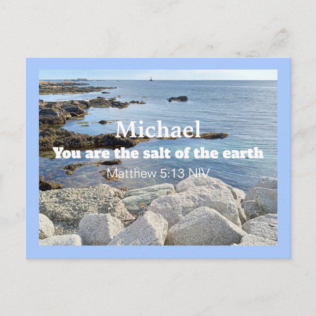 Photo of Ocean Salt of the Earth Matthew 5:13 Blue Postcard (Front)
