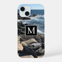 Photo of Ocean Waves and Rocks Initial Black