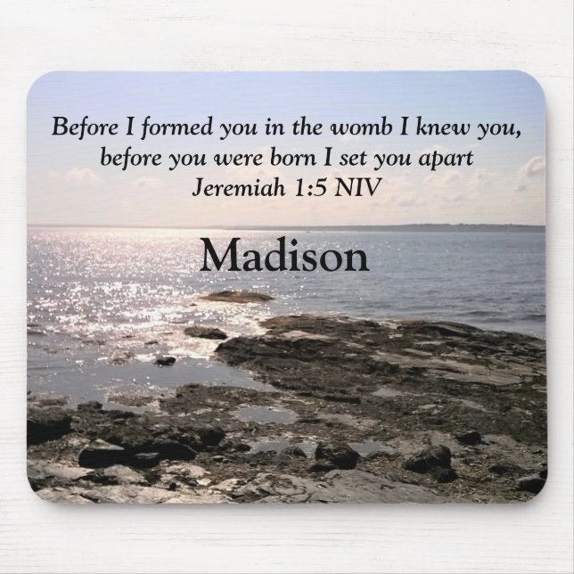 Photo of Ocean with Jeremiah 1:5 God Knew You Mouse Mat (Front)
