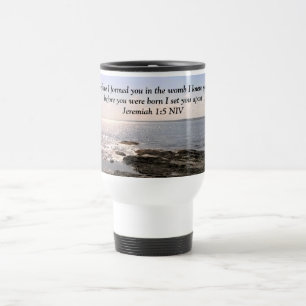 Photo of Ocean with Jeremiah 1:5 God Knew You Travel Mug