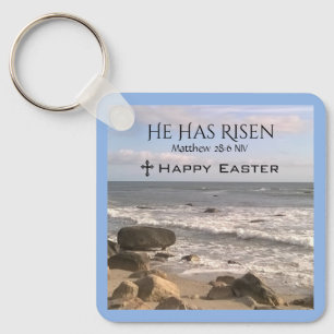 Photo of Ocean With Resurrection Scripture Easter Key Ring