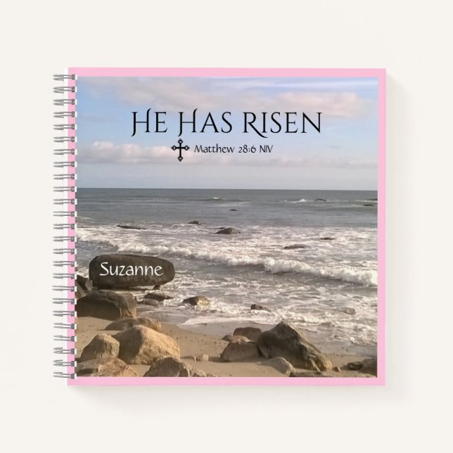 Photo of Ocean With Resurrection Scripture Easter  Notebook (Front)