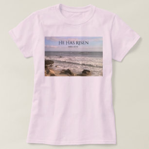 Photo of Ocean With Resurrection Scripture Easter T-Shirt