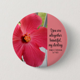 Photo of Pink Flower Song of Solomon Bible Verse 6 Cm Round Badge