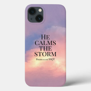 Photo of Pink Sky He Calms the Storm Bible Verse iPhone 13 Case