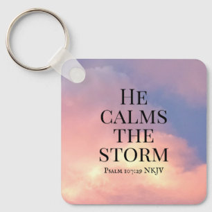 Photo of Pink Sky He Calms the Storm Bible Verse Key Ring