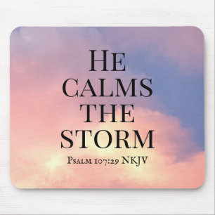 Photo of Pink Sky He Calms the Storm Bible Verse Mouse Mat