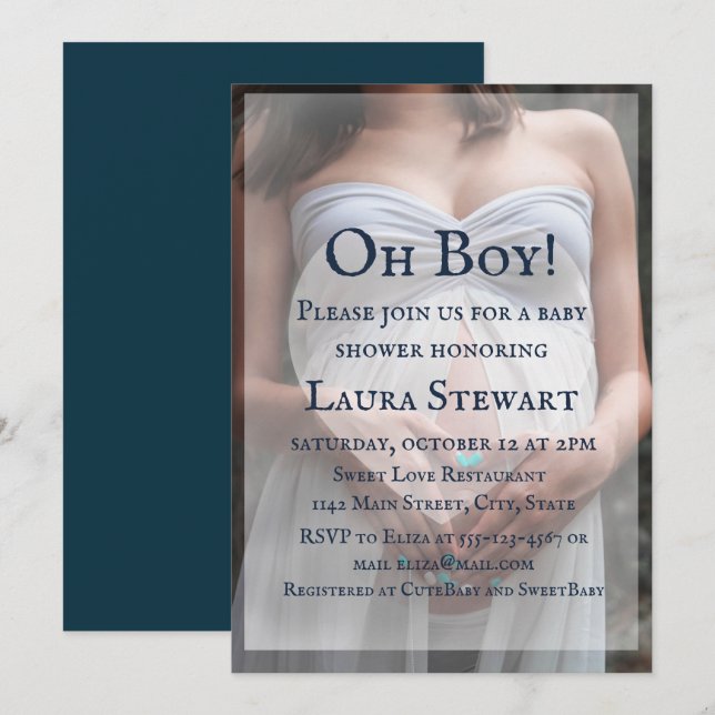 Photo of Pregnant Woman - Baby Shower Invitation (Front/Back)