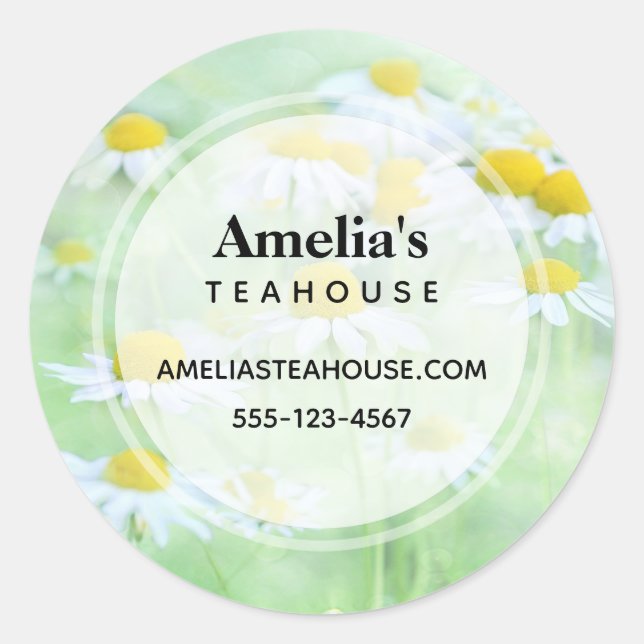 Photo of Pretty Daisies in a Field Business Classic Round Sticker (Front)