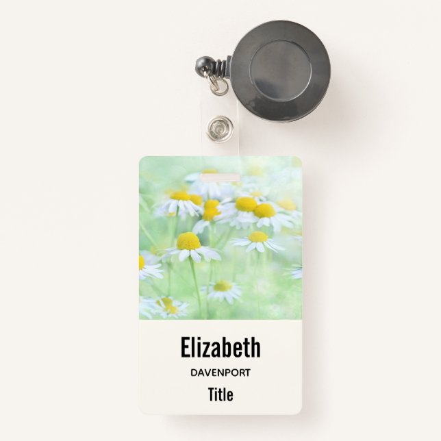 Photo of Pretty Daisies in a Field ID Badge (Front with Retractable)