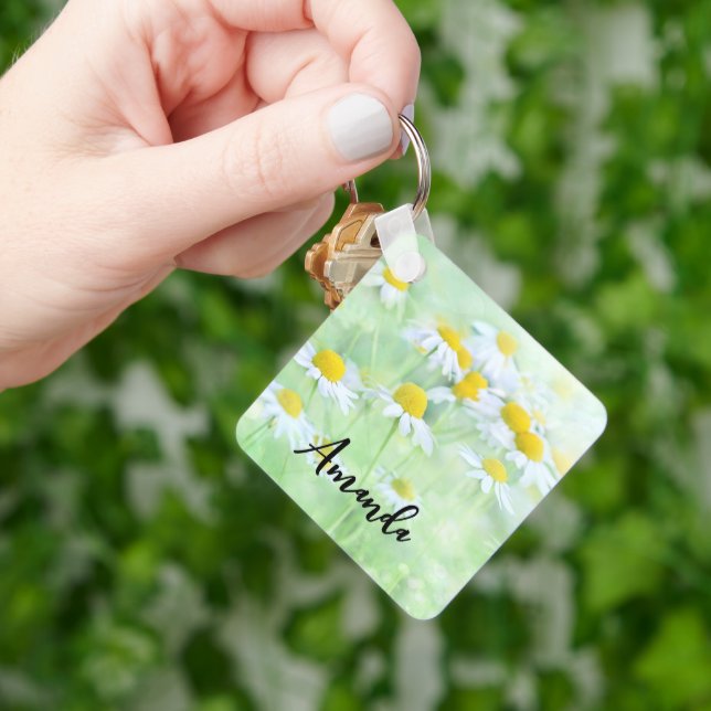 Photo of Pretty Daisies in a Field Key Ring (Hand)