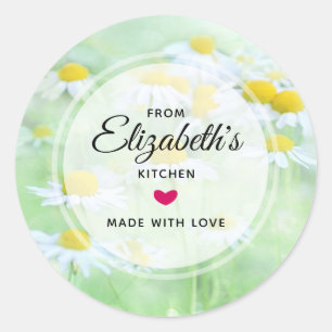 Photo of Pretty Daisies in a Field Kitchen Classic Round Sticker