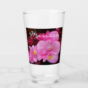 Photo of Pretty Pink Flowers Add Name Glass