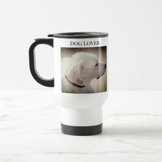 Photo of Proud Dog Profile Dark Chocolate Brown Travel Mug (Left)