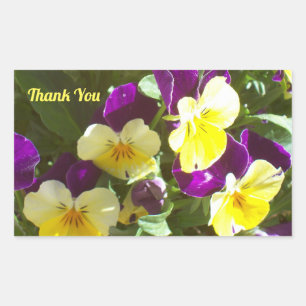 Photo of Purple and Yellow Pansies Thank You Rectangular Sticker