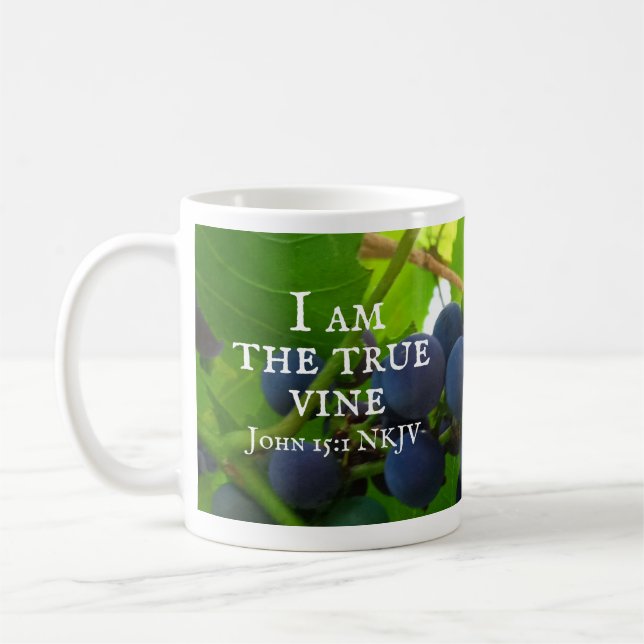 Photo of Purple Grapes Gospel of John Bible Verses Coffee Mug (Left)