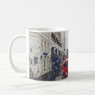 PHOTO OF RED BUS ON STREET FROM WINDOW COFFEE MUG