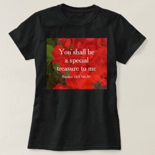 Photo of Red Flowers Special Treasure Bible Verse T-Shirt