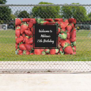 Photo of Red Juicy Strawberries Birthday Banner