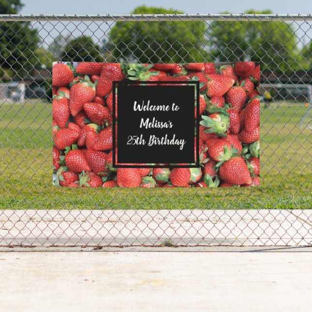 Photo of Red Juicy Strawberries Birthday Banner (Insitu)
