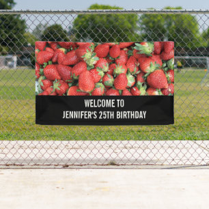 Photo of Red Juicy Strawberries Birthday Banner