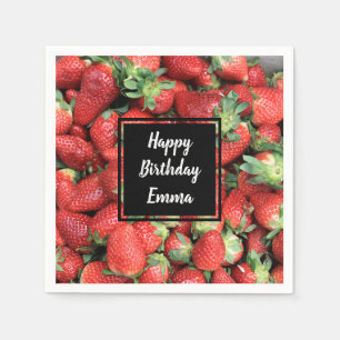 Photo of Red Juicy Strawberries Birthday Napkin