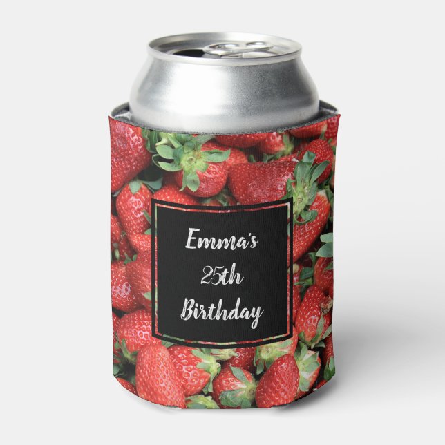 Photo of Red Juicy Strawberries Can Cooler (Can Front)
