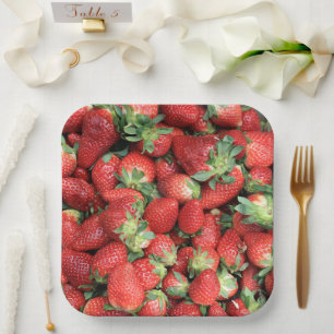 Photo of Red Juicy Strawberries Paper Plate