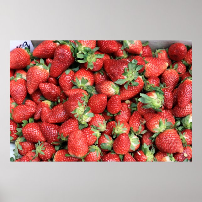 Photo of Red Juicy Strawberries Poster (Front)