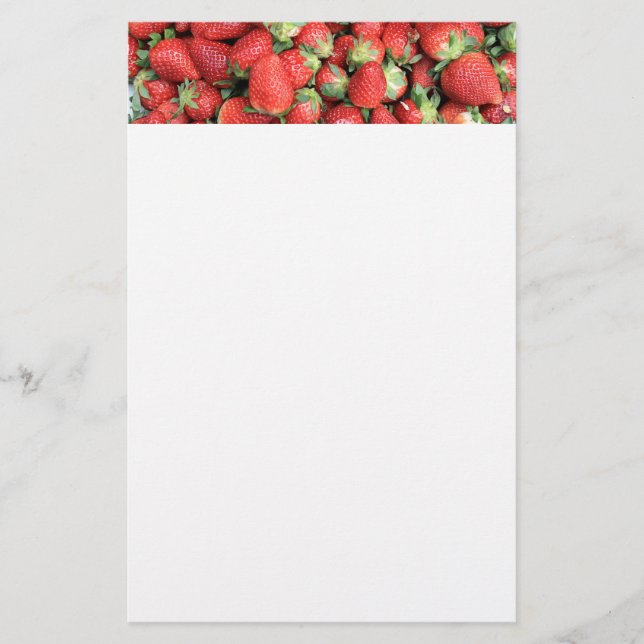 Photo of Red Juicy Strawberries Stationery (Front)
