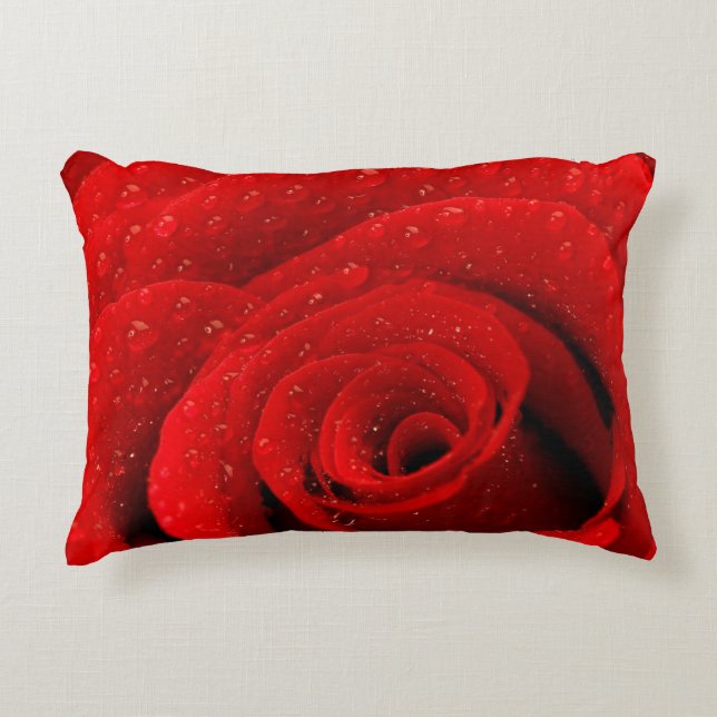 Photo of Red Rose Background Decorative Cushion (Front)