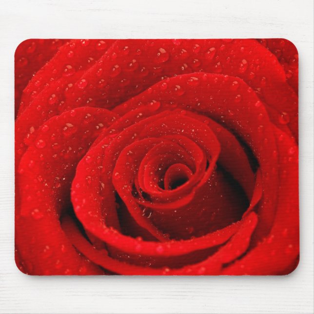 Photo of Red Rose Background Mouse Mat (Front)