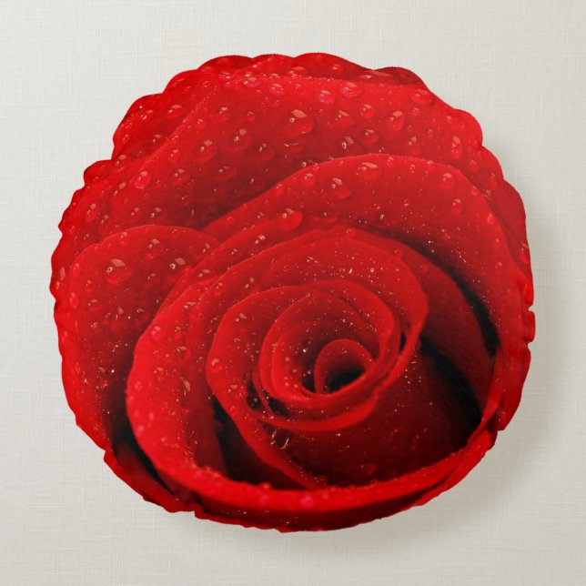 Photo of Red Rose Background Round Cushion (Front)