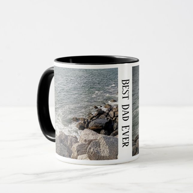 Photo of Rocky Ocean Shore Best Dad Ever Mug (Front Left)