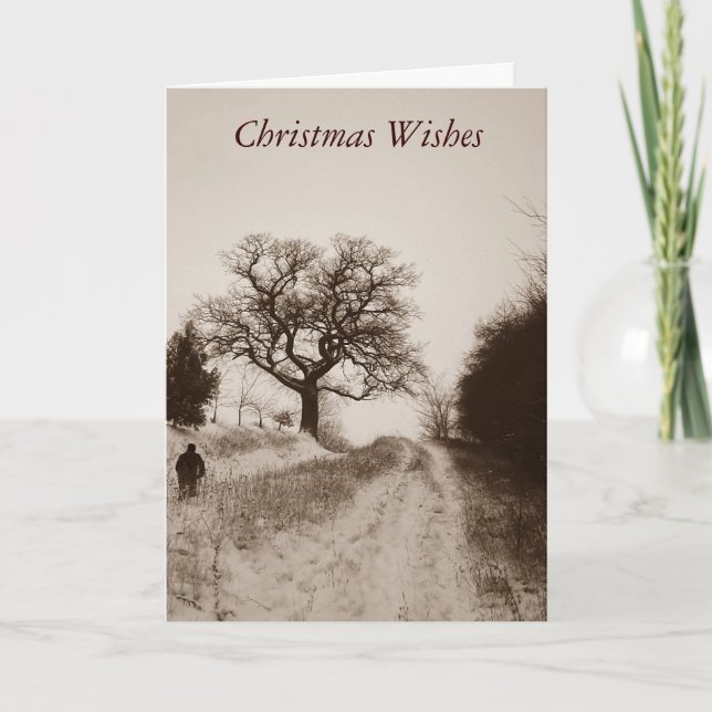 photo of rural countryside snow scene christmas holiday card (Front)