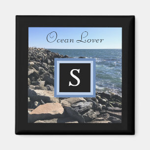 Photo of Sea Waves and Rocks Initial Frame Black M Magnet