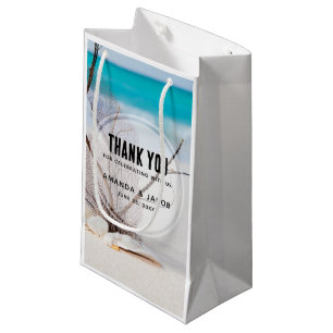 Photo of Seashells on a Beach Wedding Thank You Small Gift Bag