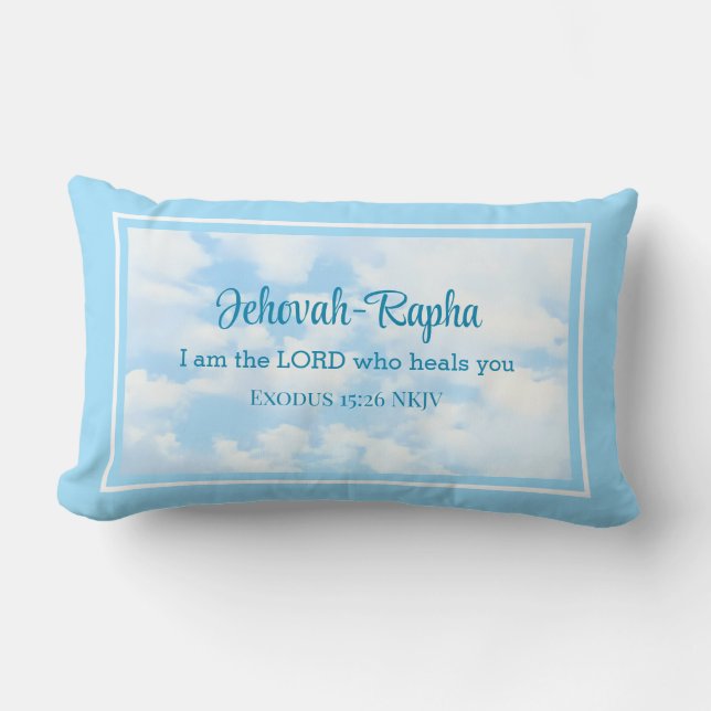 Photo of Sky I am the Lord Who Heals Bible Verse Lumbar Cushion (Front)