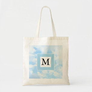 Photo of Soft Blue Sky Custom Single Initial Tote Bag